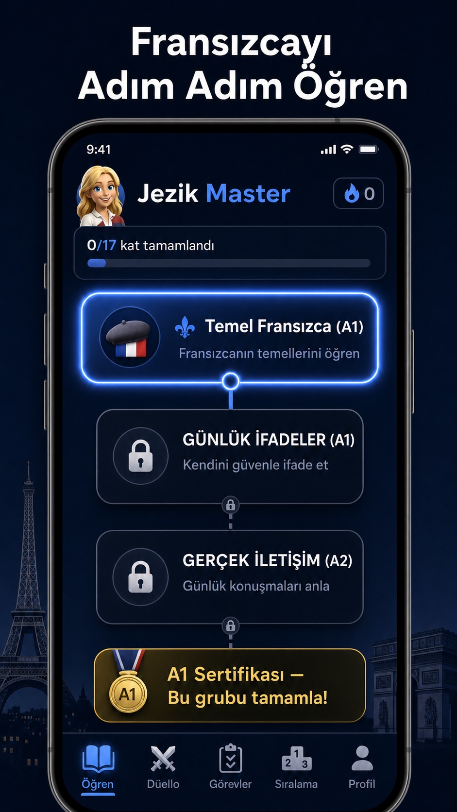 Jezik Master Fransızca ekranı